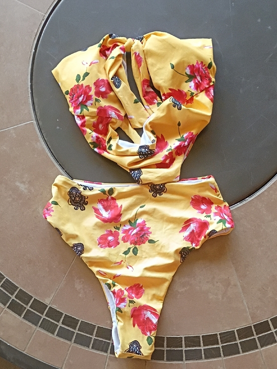 Other - Yellow Floral Two Piece Swimsuit